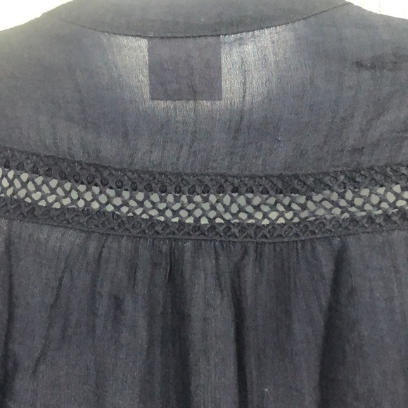 Market & Spruce Dark Blue Roll Tab Tunic Top Small - Picture 5 of 11